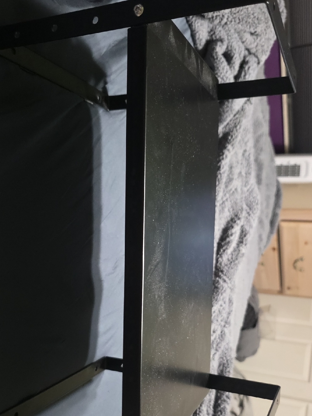 Simple Black Metal Bedside Tray Table